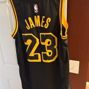 Nike LeBron James Black and Yellow Basketball Jersey